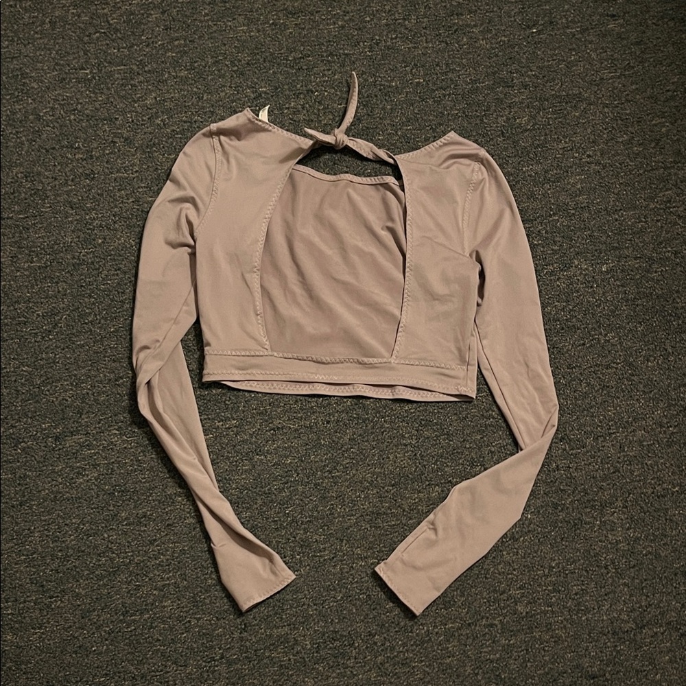 Open back Mauve Long Sleeve Crop Top